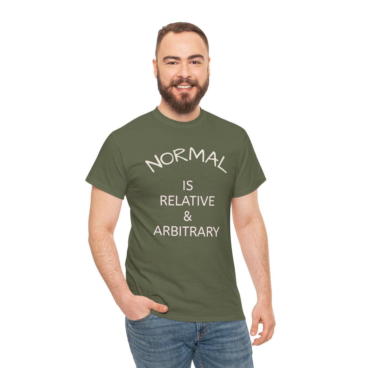 NORMAL IS RELATIVE & ARBITRARY  Adult Unisex T-Shirt (White Text)